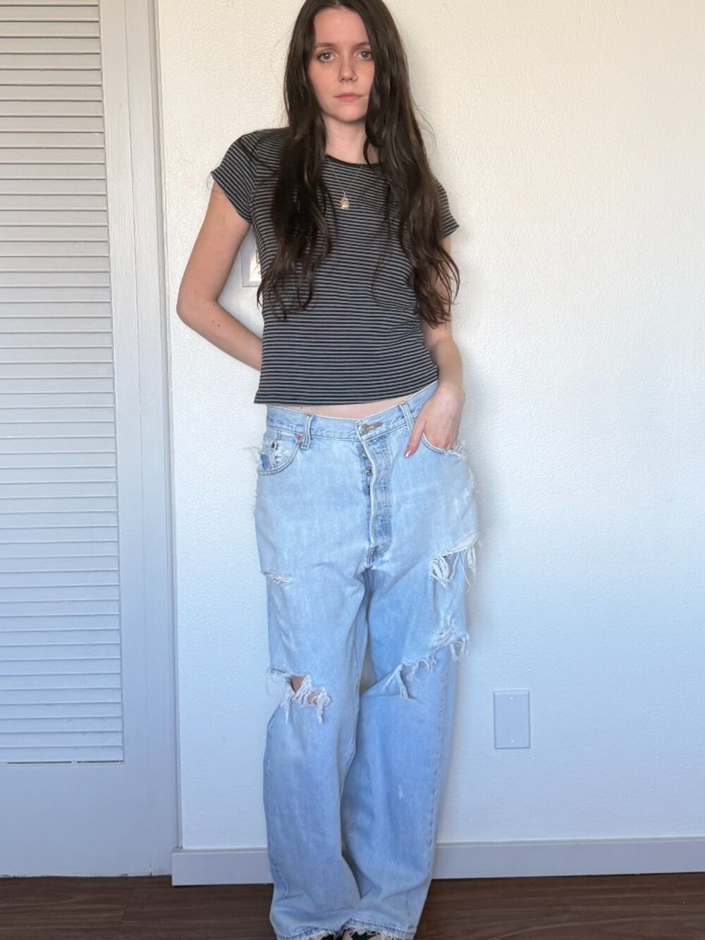 Y2K Distressed Levi's Jeans (38) blue denim vintage bootcut high rise grunge